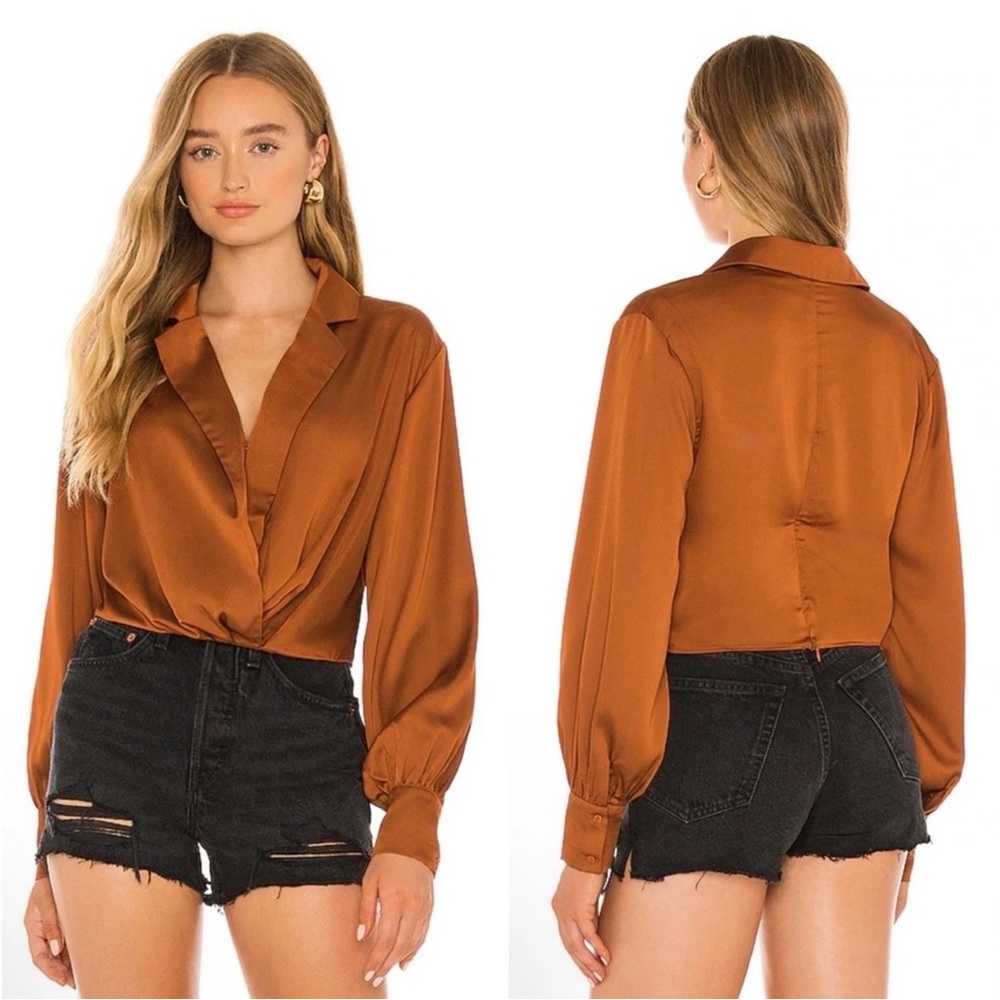 ASTR The Label Marietta Satiny Cropped Top in Ginger Size XS